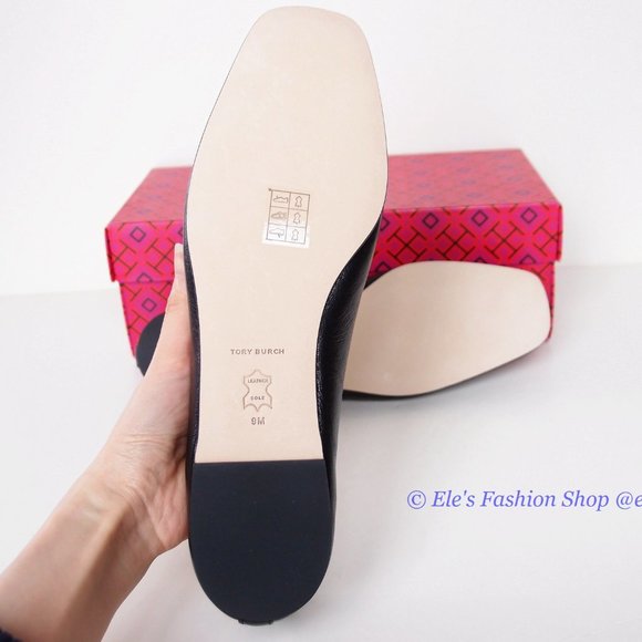 ❤️NIB Tory Burch Eleanor Ballet Flat BLACK Gold US 8 8.5 9 AUTHENTIC - Picture 15 of 16